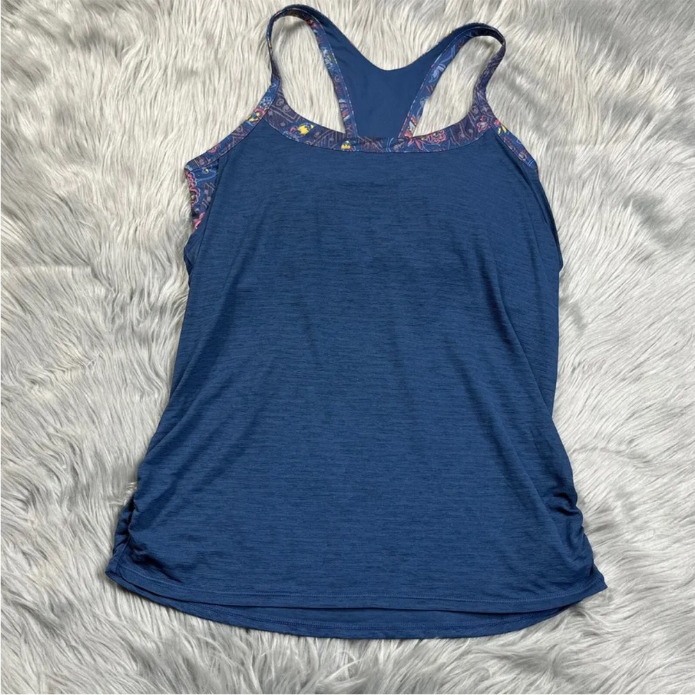 Prana Miley 2 In 1 Tank Top Blue Floral Size Small